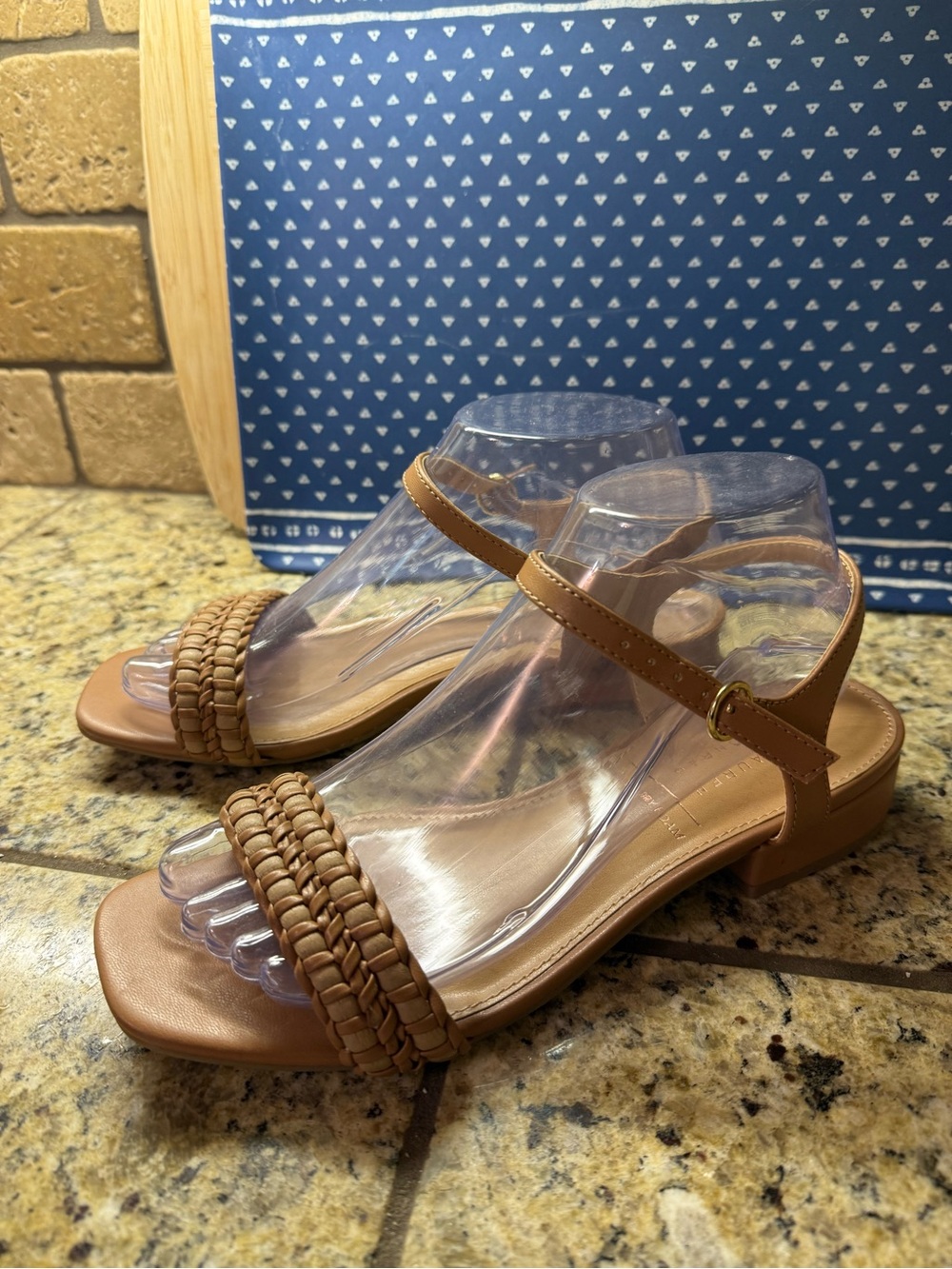 LC Lauren Conrad Tan Braided Strap Ankle Sandals